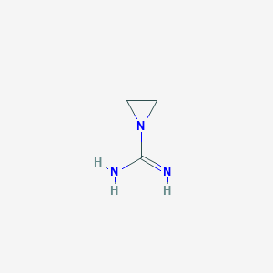 molecular formula C3H7N3 B12968328 Aziridine-1-carboximidamide 