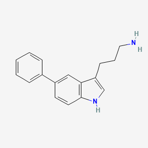 molecular formula C17H18N2 B12968404 3-(5-phenyl-1H-indol-3-yl)propan-1-amine 