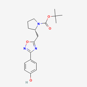 molecular formula C18H23N3O4 B12968406 tert-butyl (S)-2-((3-(4-hydroxyphenyl)-1,2,4-oxadiazol-5-yl)methyl)pyrrolidine-1-carboxylate 