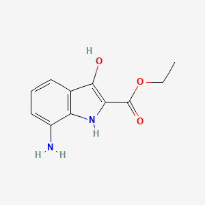 molecular formula C11H12N2O3 B12968419 Ethyl 7-amino-3-hydroxy-1H-indole-2-carboxylate 