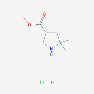 molecular formula C8H16ClNO2 B12968529 Methyl 5,5-dimethylpyrrolidine-3-carboxylate hydrochloride 