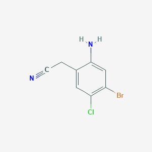 molecular formula C8H6BrClN2 B12968577 2-(2-Amino-4-bromo-5-chlorophenyl)acetonitrile 