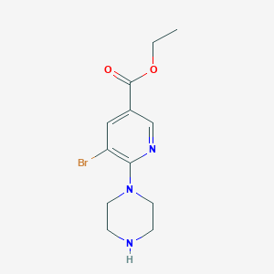 molecular formula C12H16BrN3O2 B12968655 Ethyl 5-bromo-6-piperazin-1-ylnicotinate 
