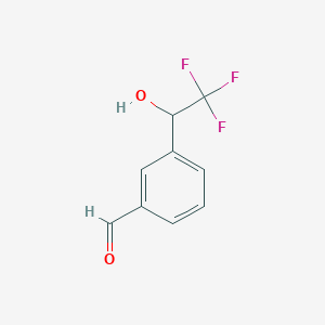 molecular formula C9H7F3O2 B12968698 3-(2,2,2-Trifluoro-1-hydroxyethyl)benzaldehyde 