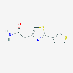 molecular formula C9H8N2OS2 B12968792 2-(2-(Thiophen-3-yl)thiazol-4-yl)acetamide 