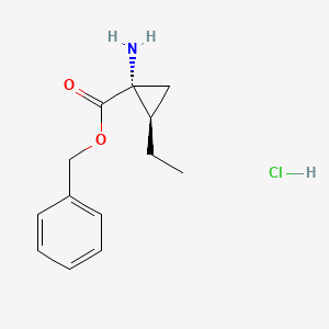 molecular formula C13H18ClNO2 B12968934 Rel-benzyl (1R,2R)-1-amino-2-ethylcyclopropane-1-carboxylate hydrochloride 