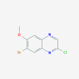 molecular formula C9H6BrClN2O B12969026 7-Bromo-2-chloro-6-methoxyquinoxaline 