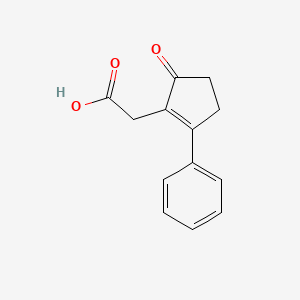 molecular formula C13H12O3 B1296919 (5-Oxo-2-phenyl-cyclopent-1-enyl)-acetic acid CAS No. 42882-19-9