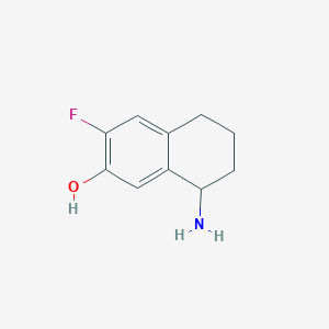 molecular formula C10H12FNO B12969214 8-Amino-3-fluoro-5,6,7,8-tetrahydronaphthalen-2-ol 