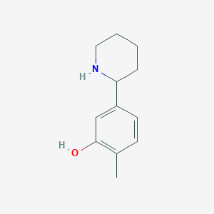 molecular formula C12H17NO B12969474 2-Methyl-5-(piperidin-2-yl)phenol 