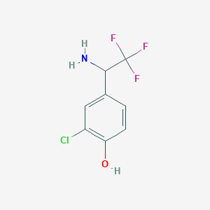 molecular formula C8H7ClF3NO B12969593 4-(1-Amino-2,2,2-trifluoroethyl)-2-chlorophenol 