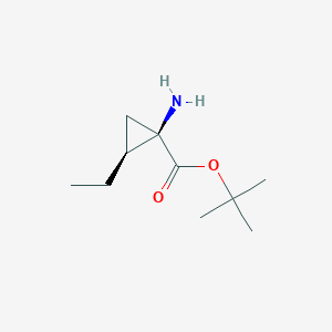 molecular formula C10H19NO2 B12969639 tert-Butyl (1R,2S)-1-amino-2-ethylcyclopropane-1-carboxylate 