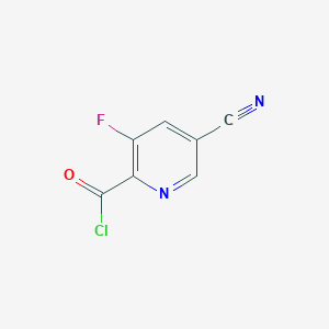 molecular formula C7H2ClFN2O B12969698 5-Cyano-3-fluoropicolinoyl chloride 