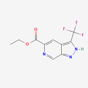 molecular formula C10H8F3N3O2 B12969792 Ethyl 3-(trifluoromethyl)-1H-pyrazolo[3,4-c]pyridine-5-carboxylate 