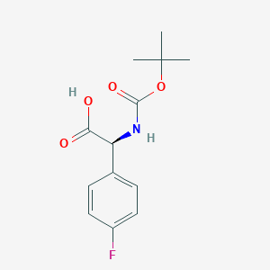 molecular formula C13H16FNO4 B129698 (S)-2-((tert-Butoxycarbonyl)amino)-2-(4-fluorophenyl)acetic acid CAS No. 142186-36-5