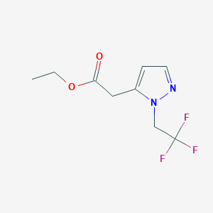 molecular formula C9H11F3N2O2 B12969926 Ethyl 2-(1-(2,2,2-trifluoroethyl)-1H-pyrazol-5-yl)acetate 