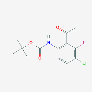 molecular formula C13H15ClFNO3 B12970011 tert-Butyl (2-acetyl-4-chloro-3-fluorophenyl)carbamate 