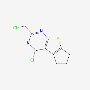 molecular formula C10H8Cl2N2S B12970125 4-Chloro-2-(chloromethyl)-6,7-dihydro-5h-cyclopenta[4,5]thieno[2,3-d]pyrimidine 