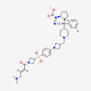 molecular formula C39H51FN6O5S B12970230 Methyl ((1S,2R)-2-((R)-cyano(1-((1-(4-((1-((E)-4-(dimethylamino)but-2-enoyl)azetidin-3-yl)sulfonyl)phenyl)azetidin-3-yl)methyl)piperidin-4-yl)(3-fluorophenyl)methyl)cyclopentyl)carbamate 