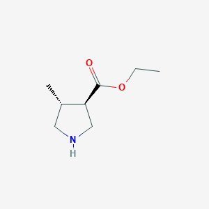 molecular formula C8H15NO2 B12970329 trans-Ethyl 4-methylpyrrolidine-3-carboxylate 