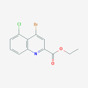 molecular formula C12H9BrClNO2 B12970452 Ethyl 4-bromo-5-chloroquinoline-2-carboxylate 