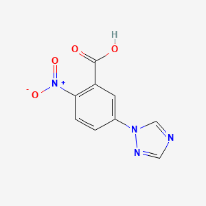 molecular formula C9H6N4O4 B12970565 2-Nitro-5-(1H-1,2,4-triazol-1-YL)benzoic acid 