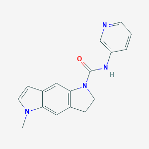 molecular formula C17H16N4O B129707 Benzo(1,2-b:4,5-b')dipyrrole-1(2H)-carboxamide, 3,5-dihydro-5-methyl-N-3-pyridinyl- CAS No. 158942-04-2