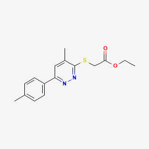 molecular formula C16H18N2O2S B12970858 Ethyl 2-((4-methyl-6-(p-tolyl)pyridazin-3-yl)thio)acetate 
