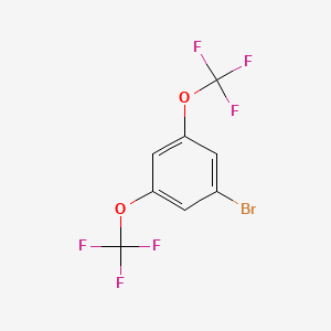 molecular formula C8H3BrF6O2 B12970953 1-Bromo-3,5-bis(trifluoromethoxy)benzene 