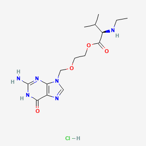 molecular formula C15H25ClN6O4 B12971071 2-((2-Amino-6-oxo-1,6-dihydro-9H-purin-9-yl)methoxy)ethyl ethyl-D-valinate hydrochloride 