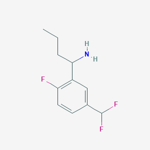 molecular formula C11H14F3N B12971200 1-(5-(Difluoromethyl)-2-fluorophenyl)butan-1-amine 