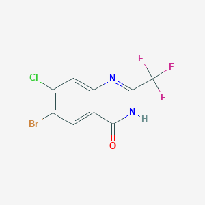 molecular formula C9H3BrClF3N2O B12971246 6-Bromo-7-chloro-2-(trifluoromethyl)-4(3H)-quinazolinone 