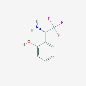 molecular formula C8H8F3NO B12971290 (S)-2-(1-Amino-2,2,2-trifluoroethyl)phenol 