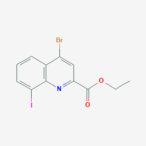 molecular formula C12H9BrINO2 B12971296 Ethyl 4-bromo-8-iodoquinoline-2-carboxylate 