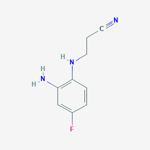molecular formula C9H10FN3 B12971297 3-((2-Amino-4-fluorophenyl)amino)propanenitrile 