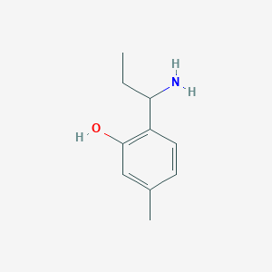 molecular formula C10H15NO B12971311 2-(1-Aminopropyl)-5-methylphenol 