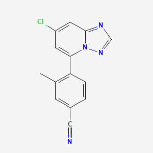molecular formula C14H9ClN4 B12971389 4-(7-Chloro-[1,2,4]triazolo[1,5-a]pyridin-5-yl)-3-methylbenzonitrile 