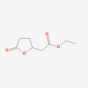 molecular formula C8H12O4 B12971434 Ethyl 2-(5-oxotetrahydrofuran-2-yl)acetate 