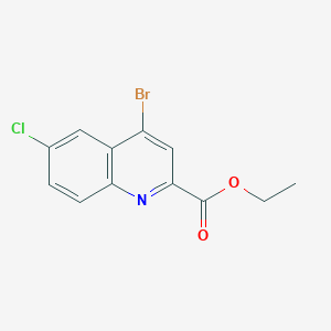 molecular formula C12H9BrClNO2 B12971480 Ethyl 4-bromo-6-chloroquinoline-2-carboxylate 