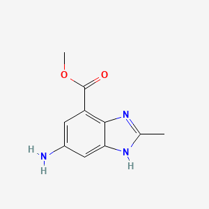 molecular formula C10H11N3O2 B12971518 Methyl 5-amino-2-methyl-1H-benzo[d]imidazole-7-carboxylate 
