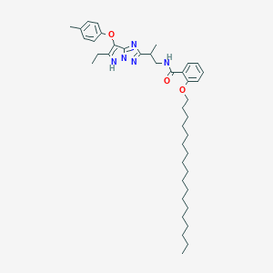 molecular formula C41H61N5O3 B129716 N-(2-(6-Ethyl-7-(p-tolyloxy)-3H-pyrazolo[1,5-b][1,2,4]triazol-2-yl)propyl)-2-(octadecyloxy)benzamide CAS No. 142859-67-4