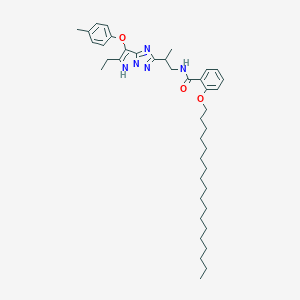 molecular formula C41H61N5O3 B129716 N-(2-(6-ethyl-7-(4-methylphenoxy)-1H-pyrazolo(1,5-b)(1,2,4)triazol-2-yl)propyl)-2-octadecyloxybenzamide CAS No. 142859-67-4