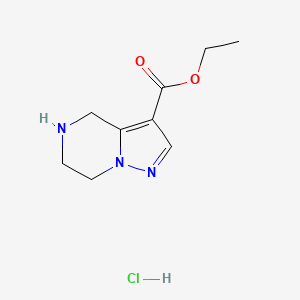 molecular formula C9H14ClN3O2 B12971631 Ethyl 4,5,6,7-tetrahydropyrazolo[1,5-a]pyrazine-3-carboxylate hydrochloride 