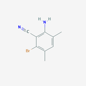 molecular formula C9H9BrN2 B12971689 2-Amino-6-bromo-3,5-dimethylbenzonitrile 