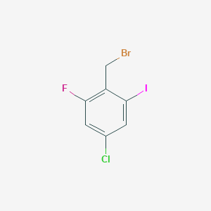 molecular formula C7H4BrClFI B12971834 2-(Bromomethyl)-5-chloro-1-fluoro-3-iodobenzene 
