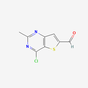molecular formula C8H5ClN2OS B12971886 4-Chloro-2-methylthieno[3,2-d]pyrimidine-6-carbaldehyde 