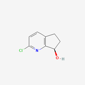 molecular formula C8H8ClNO B12971940 (R)-2-chloro-6,7-dihydro-5H-cyclopenta[b]pyridin-7-ol 
