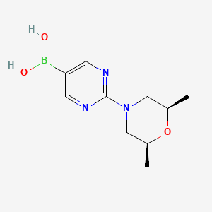 molecular formula C10H16BN3O3 B12971985 rel-(2-((2R,6S)-2,6-Dimethylmorpholino)pyrimidin-5-yl)boronic acid 