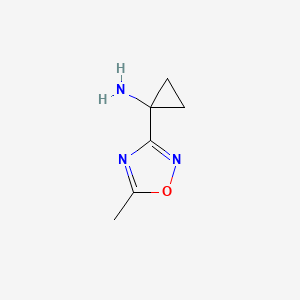 molecular formula C6H9N3O B12972037 1-(5-Methyl-1,2,4-oxadiazol-3-yl)cyclopropanamine 
