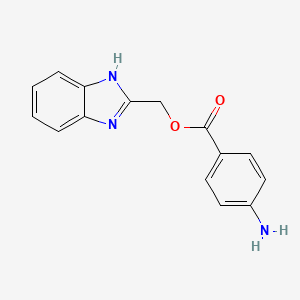 molecular formula C15H14ClN3O2 B1297207 1H-benzimidazol-2-ylmethyl 4-aminobenzoate CAS No. 435342-18-0